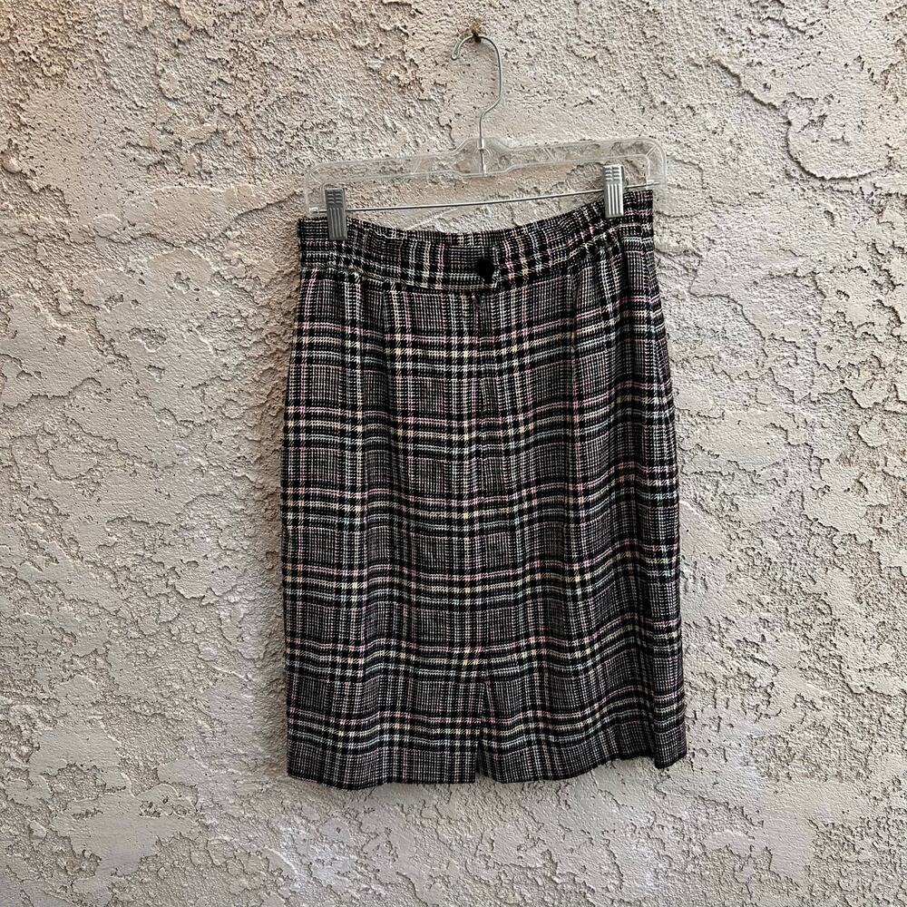 Vintage Talbots Petite Collection Plaid Tartan Black Skirt Size 12 (Small) - Picture 2 of 4